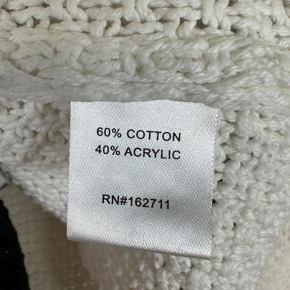 Vintage Y2K Cardigan CableKnit White Black Stripe trim Cropped Folklore SIZE S - Picture 5 of 6